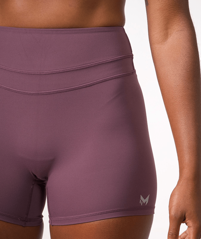 Mauve Mist High - Waist Mid‑Compression Shorts - Meraki Fit LLC