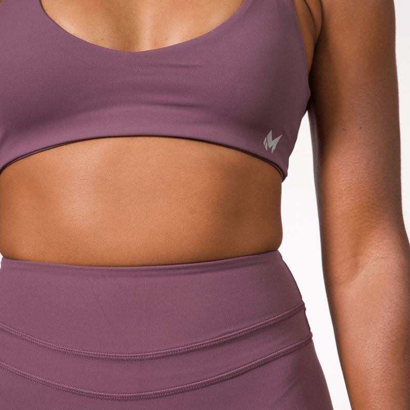 Mauve Mist Medium‑Support Cross‑Back Sports Bra - Meraki Fit LLC
