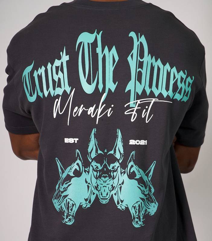 Midnight Teal DRITEK – Trust The Process Oversized Tee - Meraki Fit LLC