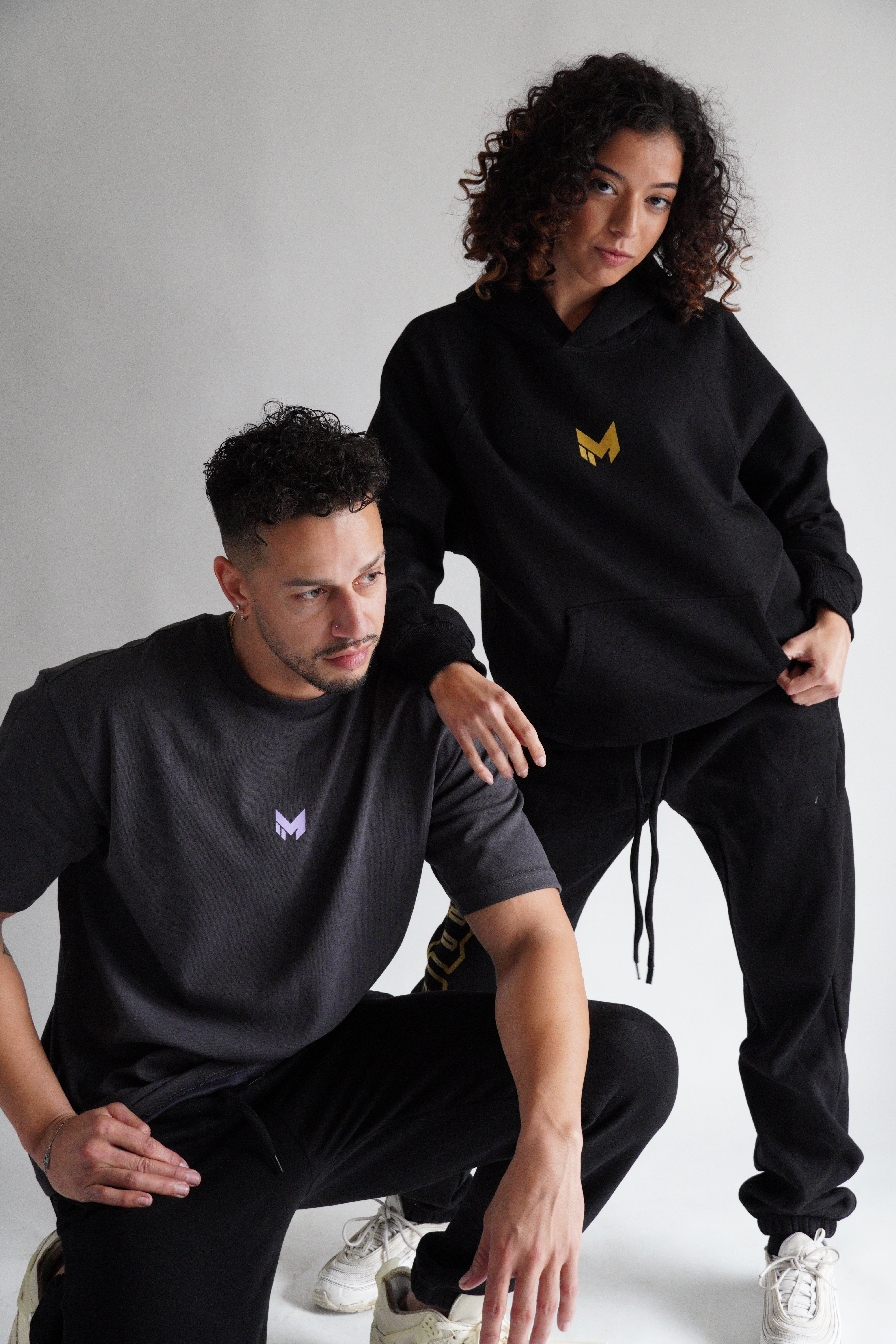 CHARCOAL GRAY AND BLACK OVERSIZED HOODIE