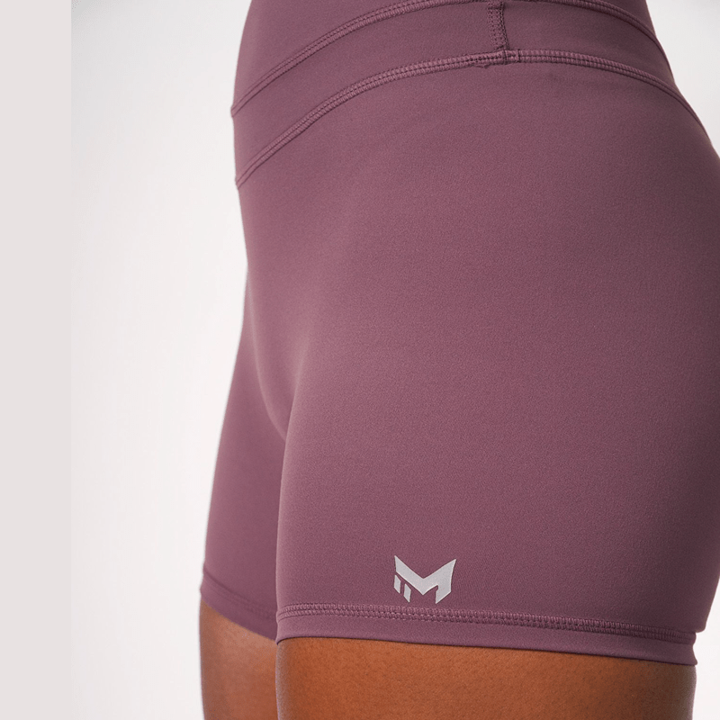 Mauve Mist High - Waist Mid‑Compression Shorts - Meraki Fit LLC