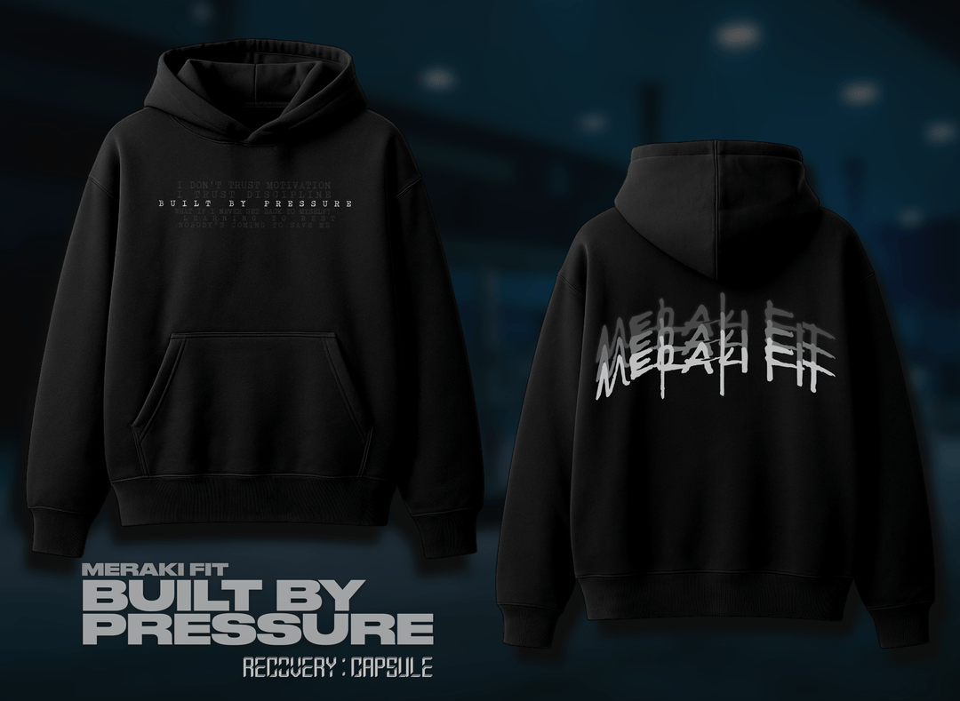PRESSURE_01. Black OVERSIZED Hoodie - Meraki Fit LLC